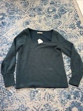 Madewell Long Sleeve Square Neck Tee in Teal Green